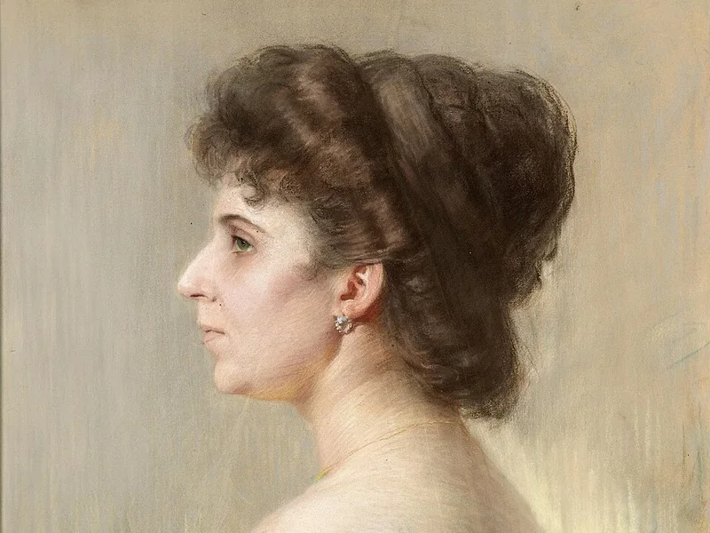 1869-Oskar Bruch - Ritratto di una signora con i capelli raccolti in alto, di profilo